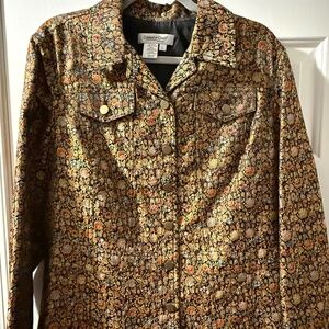 Coldwater Creek Brocade Jacket Gold and Multicolor